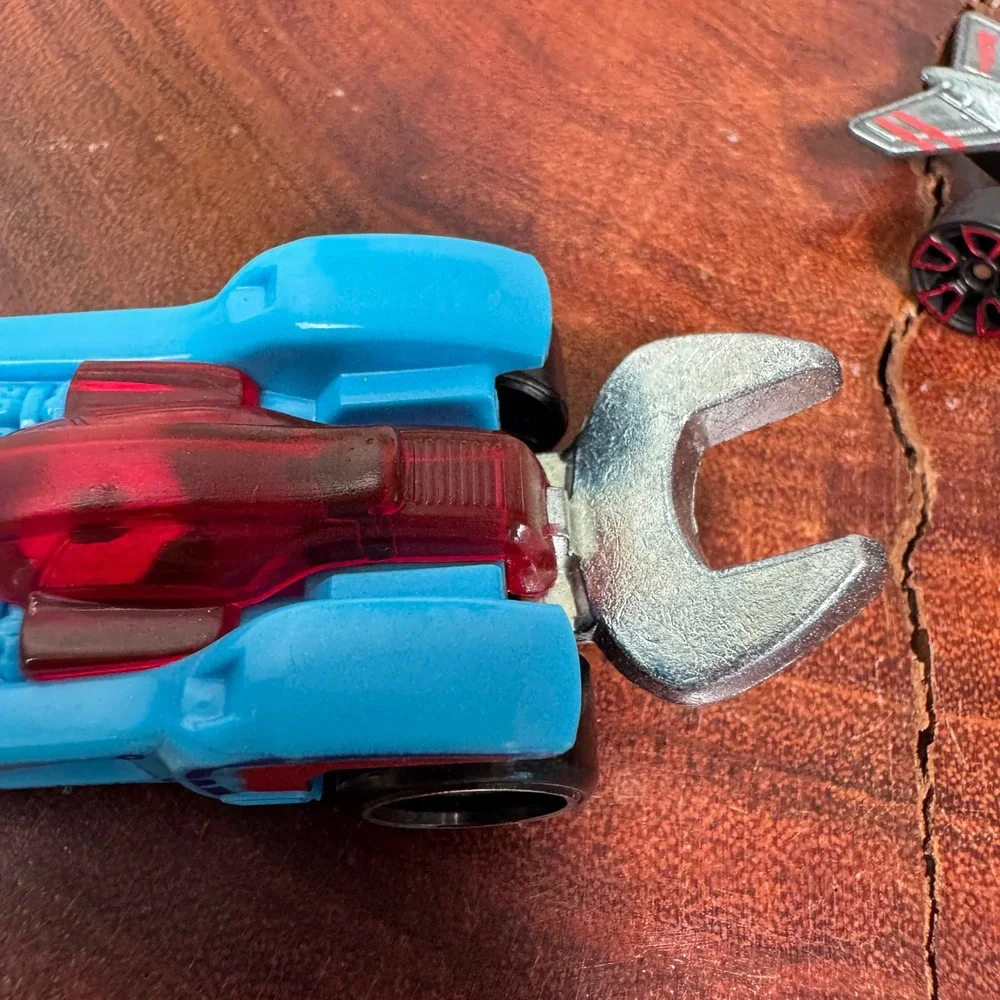 Hot Wheels Tooligan Blue Wrench Car and Silver Racing Diecast Car Lot of 2 2009